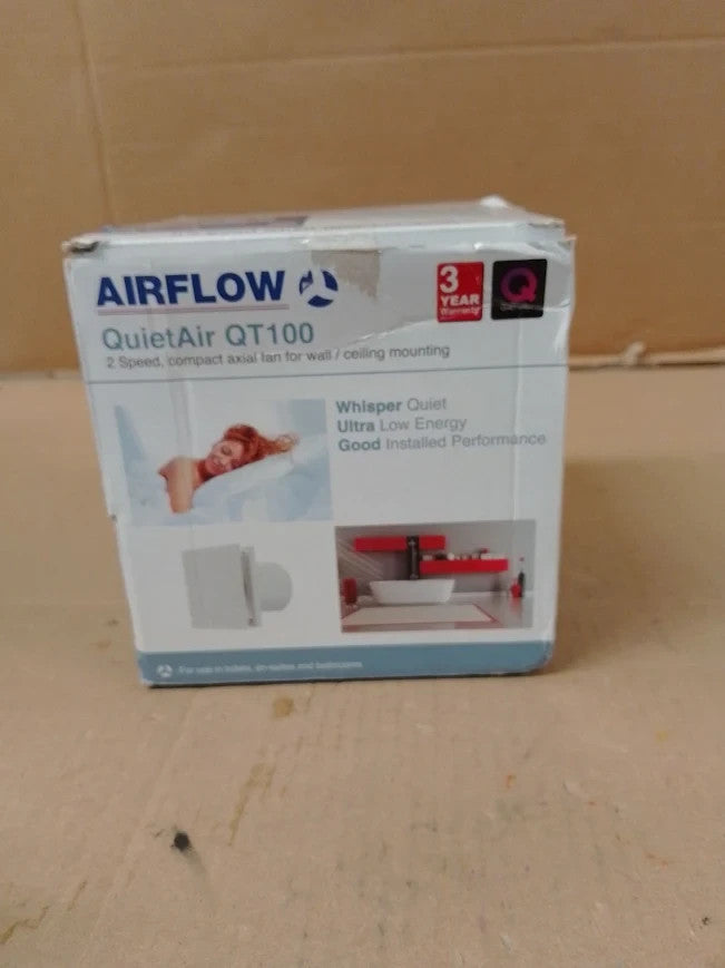 Airflow QT100T Extractor Fan 25 L/s Adjustable Delay Start Timer 13x14.7x14.7cm