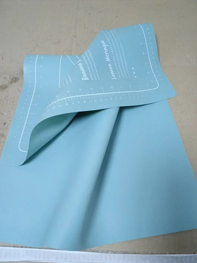 Silicone Pastry Baking Set Non Stick Mat Rolling Pin Spatula Brush Dough Blue