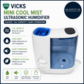 Vicks Mini Cool Mist Ultrasonic Humidifier VUL525 1.6L Quiet Air