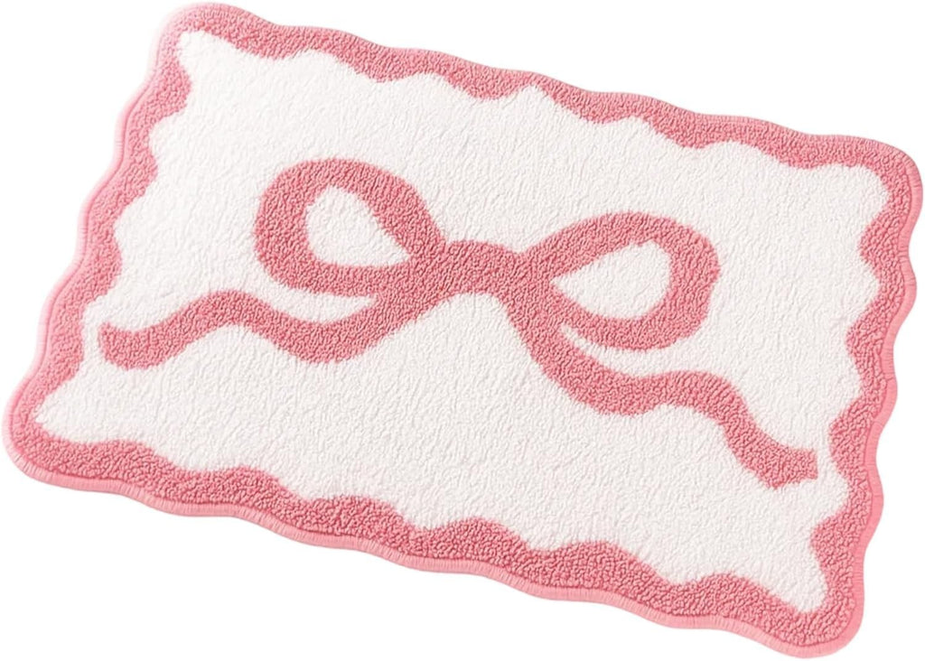 EujRcf Bow Rug 40x60cm Cute Bath Mat Soft Non Slip Pink Bathroom Accessories New