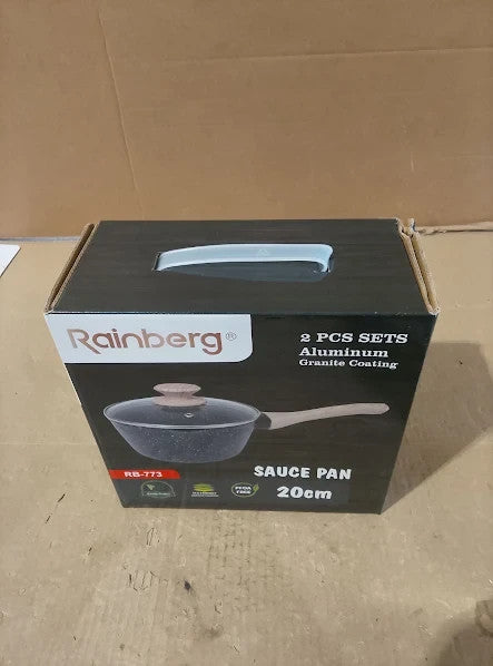 Rainberg Saucepan Lid Nonstick 2.6L Pan Suitable Induction Gas 20x20x9.3cm New