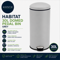 Habitat 30Litre Round Kitchen Domed Pedal Bin Made From Carbon Steel Grey