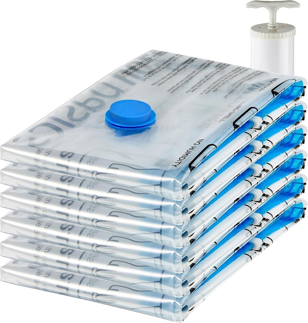 Amazon Basics Vacuum Compression Zipper Storage Bags Airtight Valve 6 Pack New