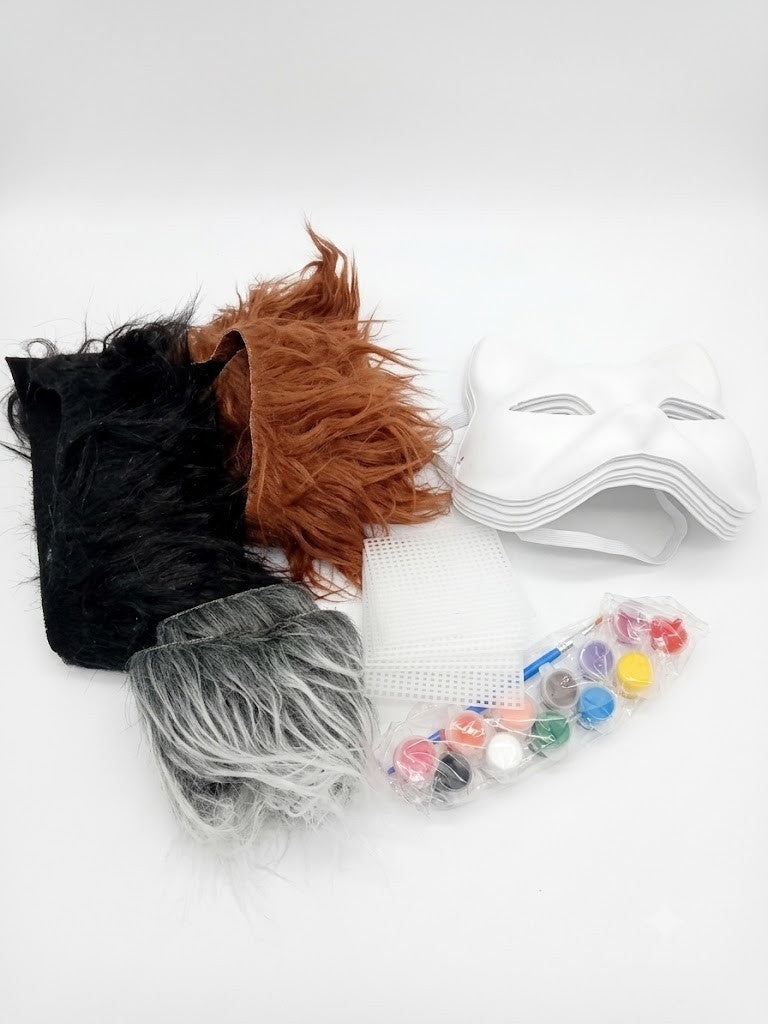 Dreamtop Therian Cat Mask Set Blank Felt Plush DIY Cosplay Halloween New