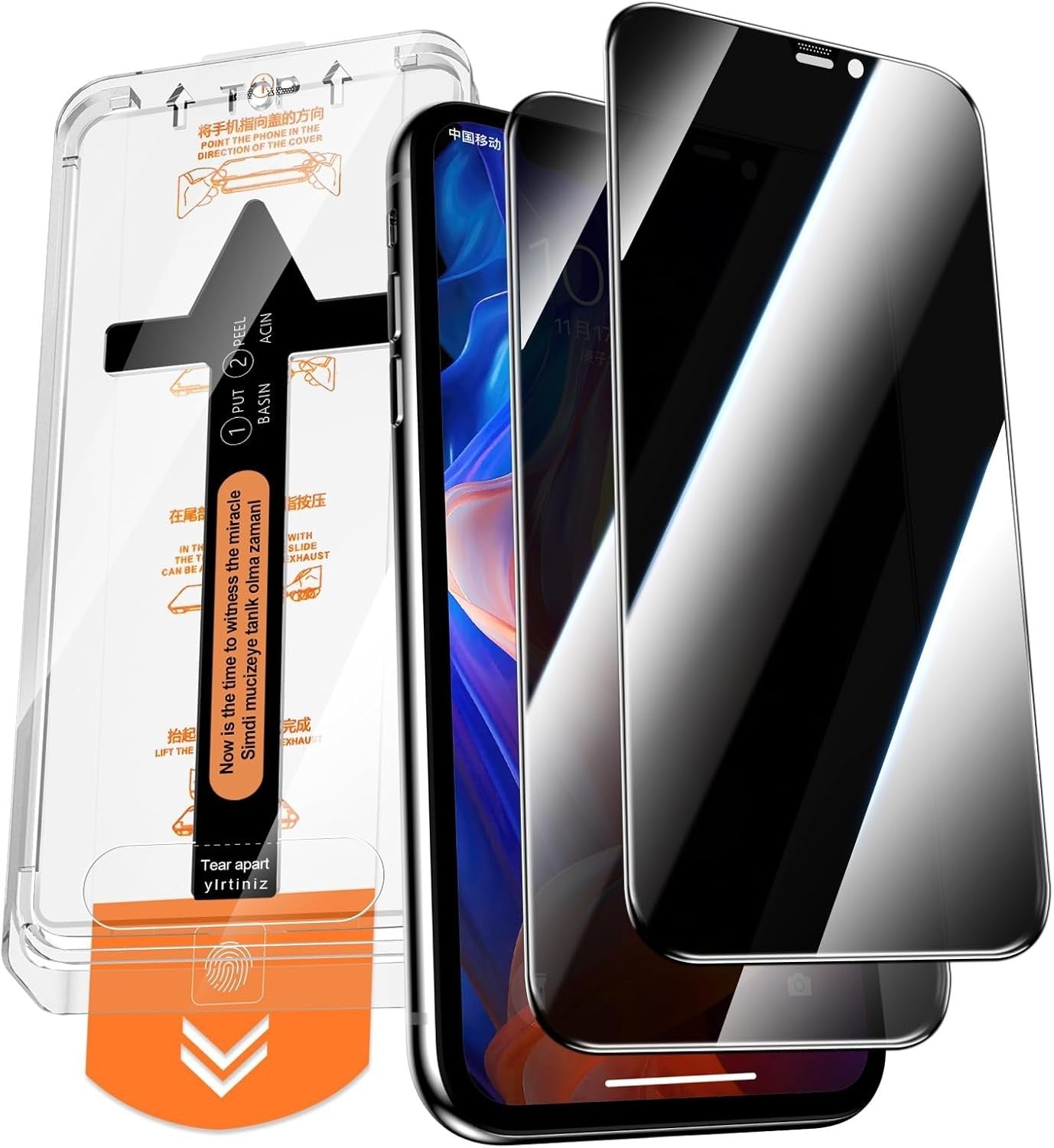 QUESPLE 2 Pack iPhone 11 Pro XS X Privacy Screen Protector 5.8in Auto Dust New