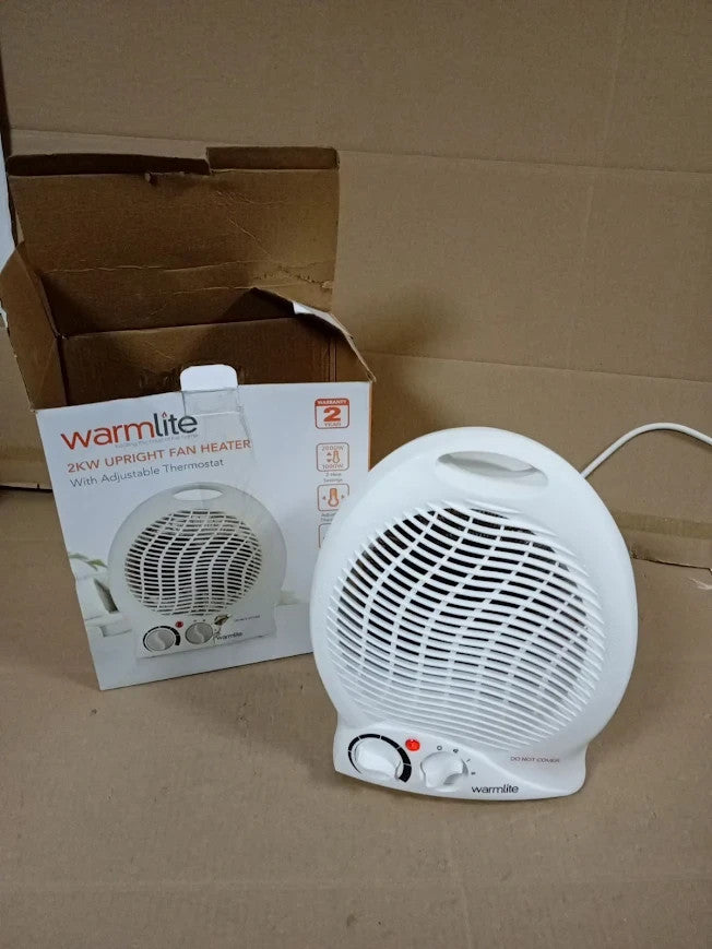 Warmlite Thermo Fan Heater 2 Heat Settings Overheat Protection White New