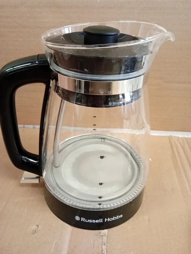 Russell Hobbs Carafe Style 1.7L Cordless Electric Glass Kettle 3kw Black Handle
