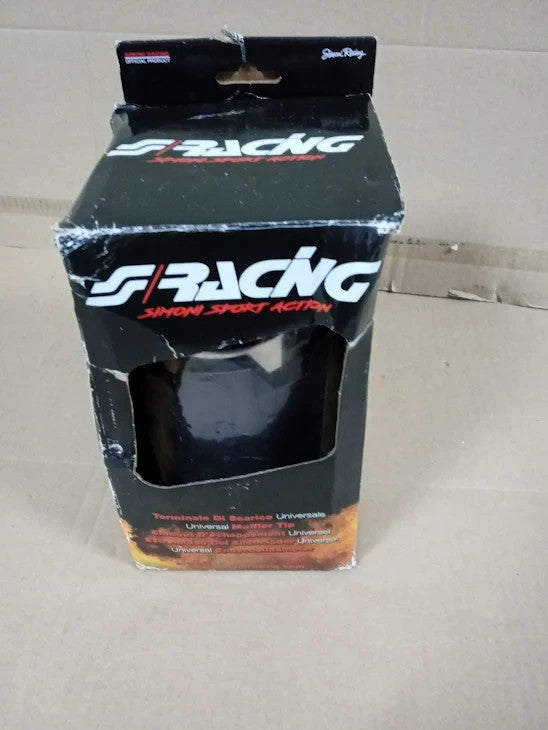 Simoni Racing Exhaust Tip Round Slanted Matt Black Inox 116xL170mm New
