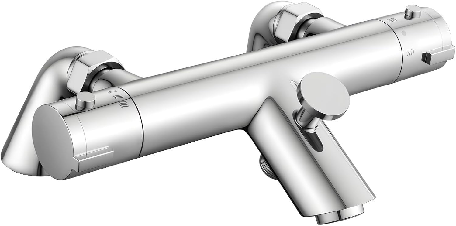 Rainysprit Round Thermostatic Bath Shower Mixer Deck Mounted Bathtub Chrome New