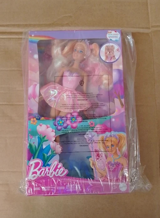 Mattel Barbie Fairy Doll Fantasy Toy Colour Change Wings Wand Accessories New