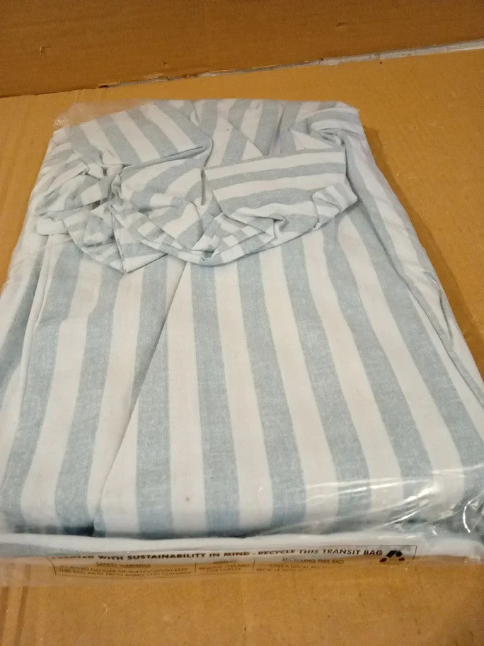 Catherine Lansfield Epping Textured Stripe Reversible Single Duvet Blue New