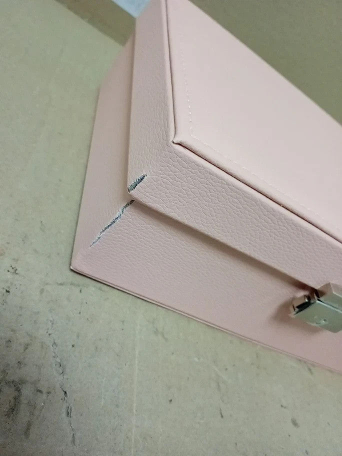 TEIVUL Jewellery Box 2Layer PU Leather Organiser Accessories 2Keys Pink