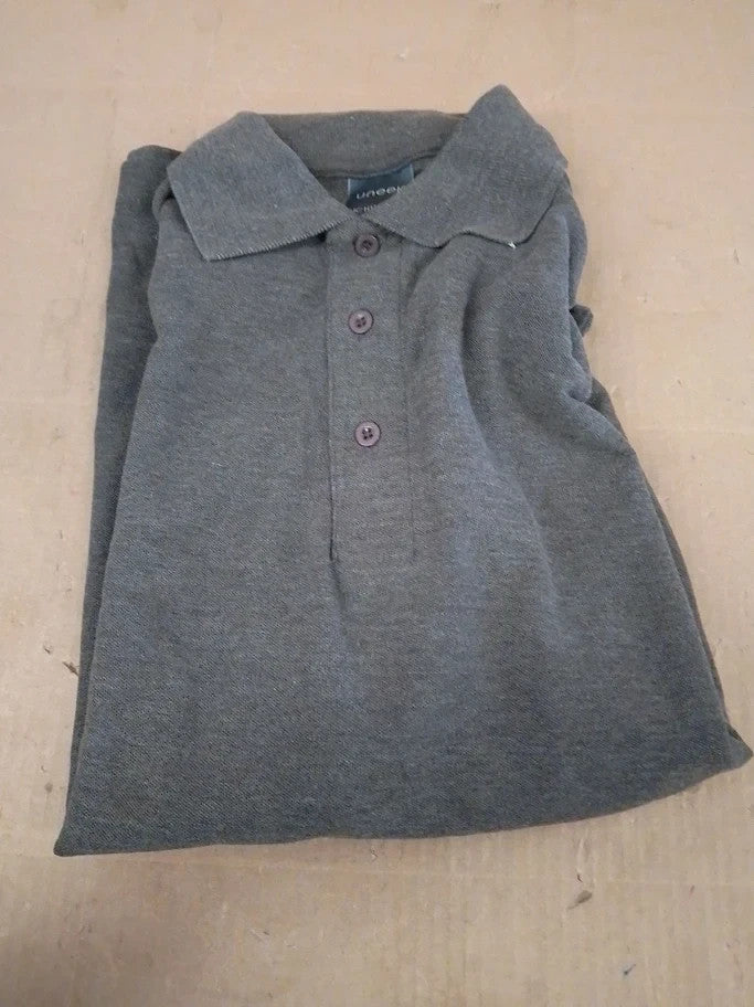 Uneek Unisex Classic Polo Shirt Button Collard Neck Medium Grey New