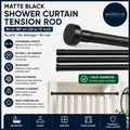 Matte Black Shower Curtain Pole 84 To 183cm 1in Extendable Tension Rods