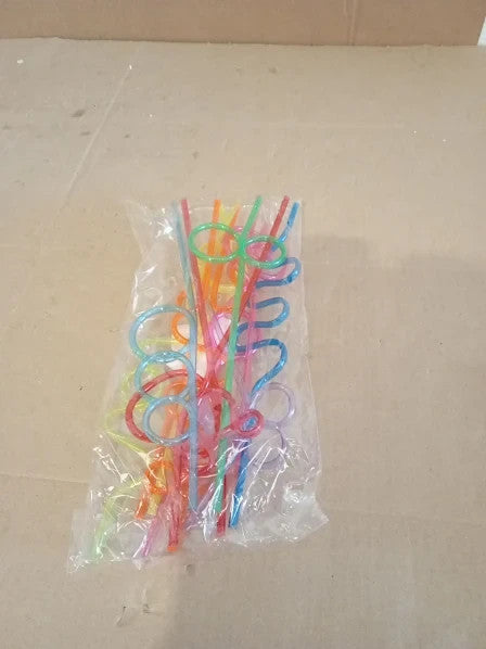 Xincheng 12pcs Premium Colorful Curly Reusable Party Drinking Straws New