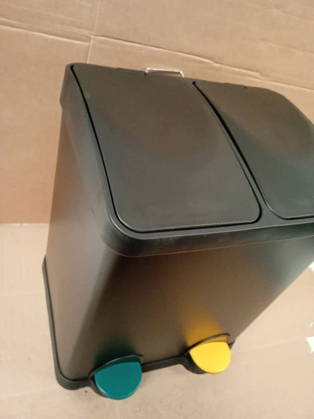 Habitat 30L Twin Compartment Recycling Bin Black 48.5x37x40cm New