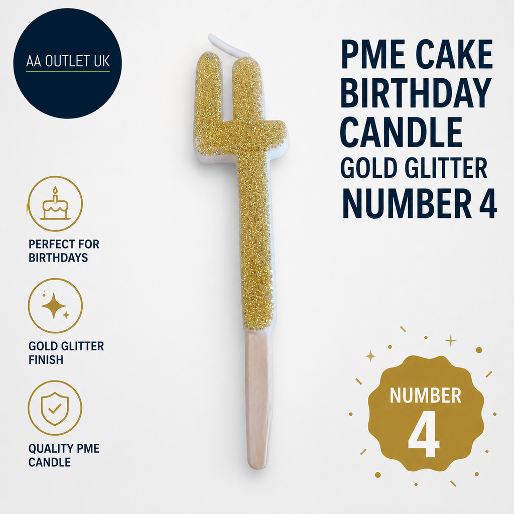 Pme Cake Birthday Candle Gold Glitter Number 4 Perfect For Birthday Party