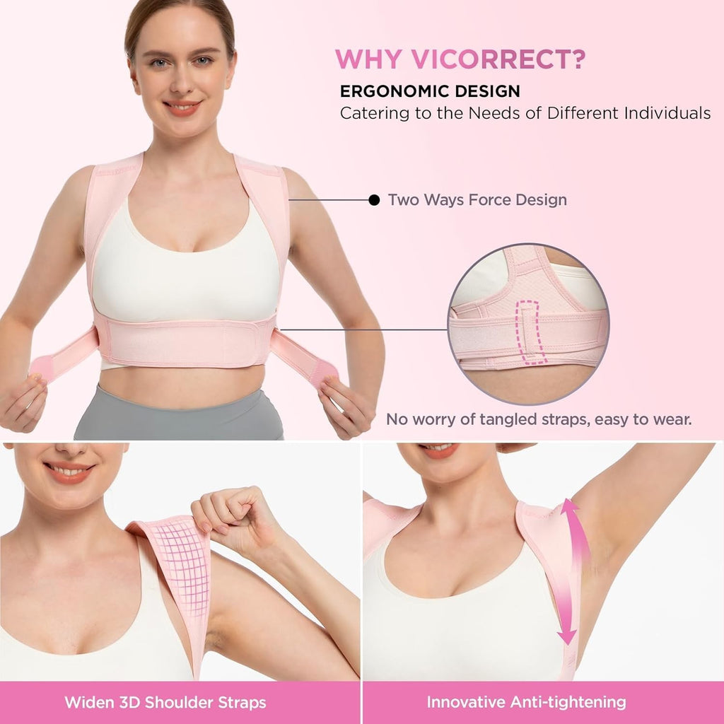 Vicorrect Posture Corrector Unisex Back Brace Support Shoulders Medium New