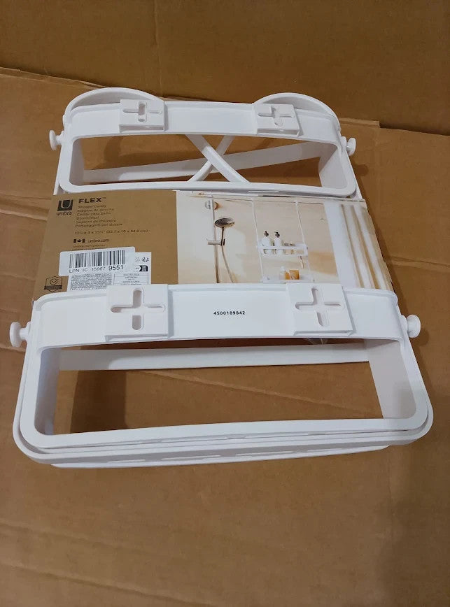 Umbra Flex Hanging Shower Caddy 2 Shelves Bathtub Shelf Bathroom Organizer White
