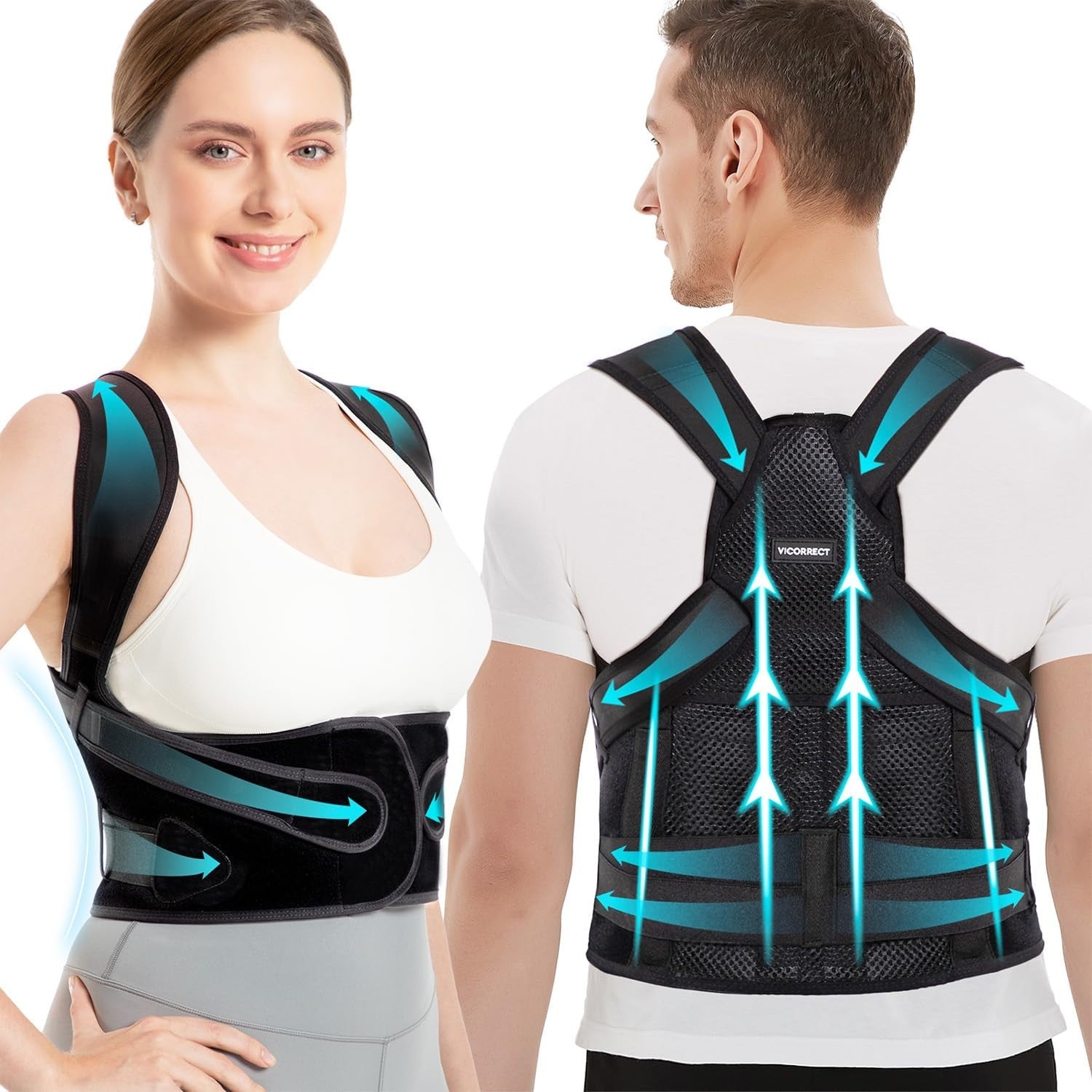 Vicorrect Posture Corrector Unisex Back Brace Support Shoulders Large New