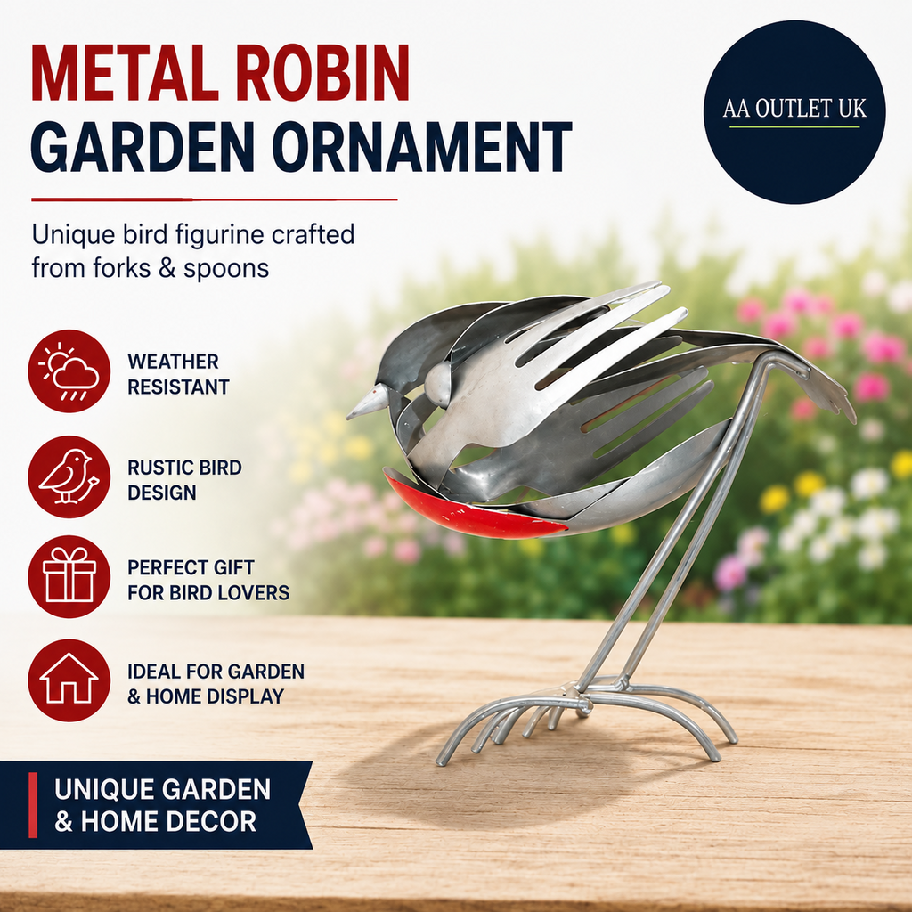 KFSCIP Metal Robin Garden Ornaments Outdoor Handmade Fork Spoon Scrap Art Decor