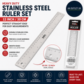 Heavy Duty Stainless Steel Ruler 12in 30cm Metal Kit Perfect Straight Edge