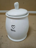 Premier Housewares Charm Tea Canister Dolomite Durable Stain Resistant White