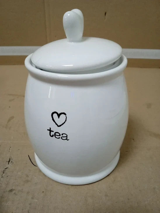 Premier Housewares Charm Tea Canister Dolomite Durable Stain Resistant White