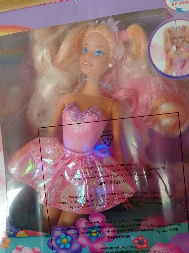 Mattel Barbie Fairy Doll Fantasy Toy Colour Change Wings Wand Accessories New