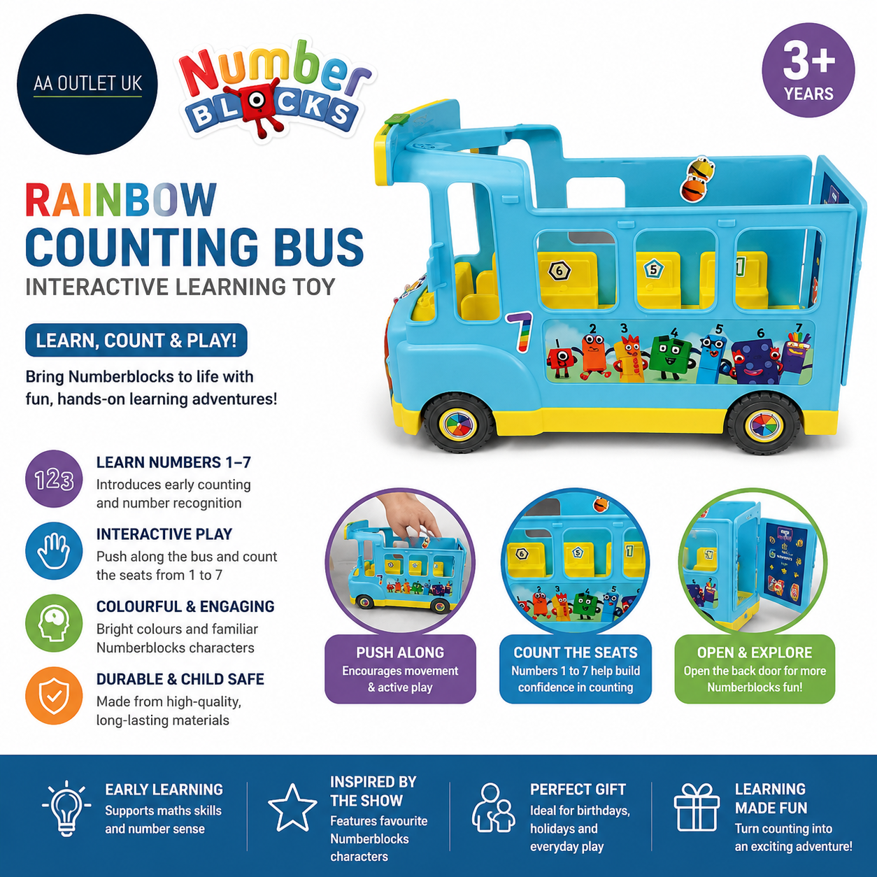 Learning Resources Numberblocks Rainbow Counting Bus Interactive Ages 3+