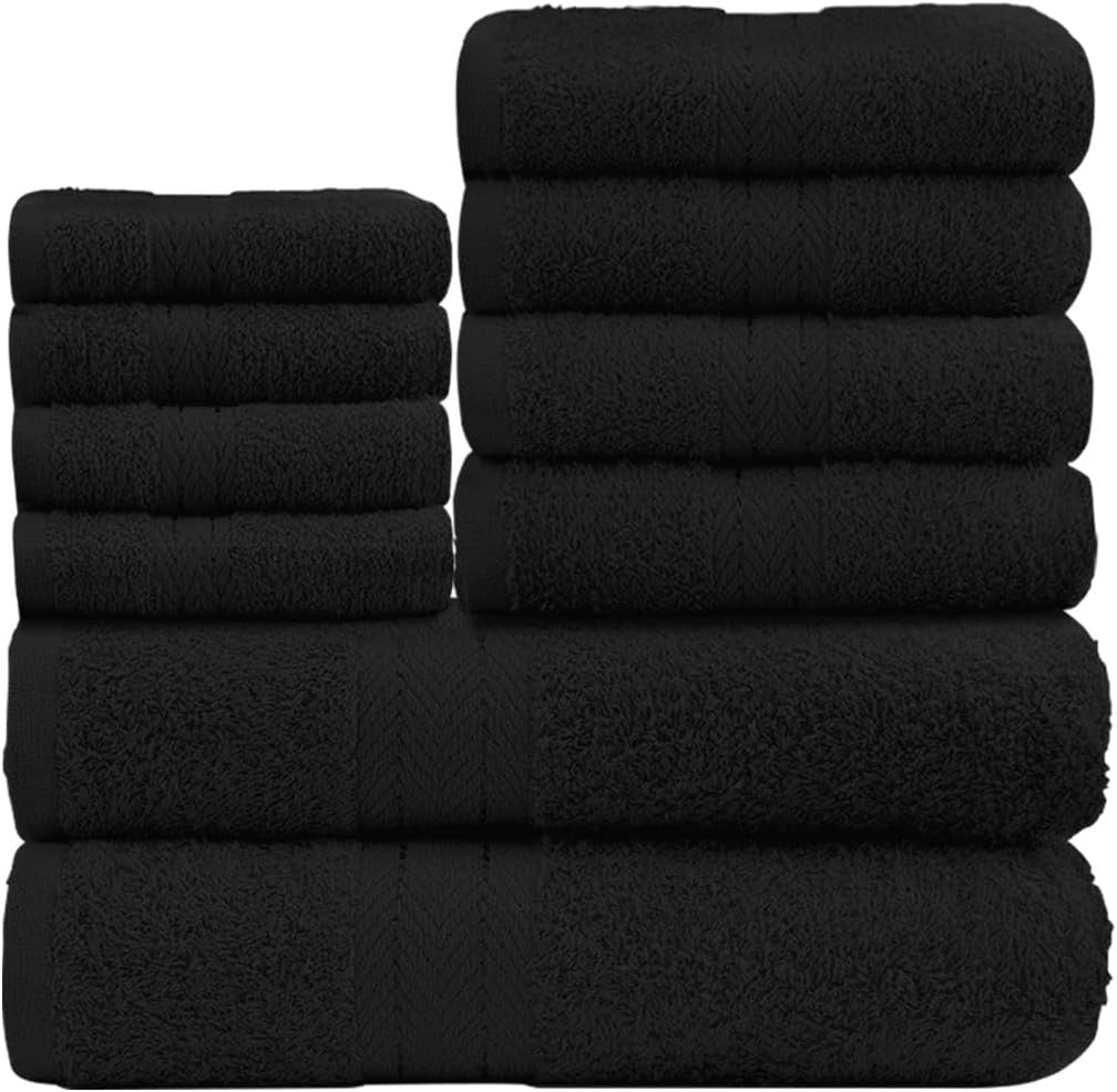 Gc Gaveno Cavailia 10Pcs Towel Bale Set Soft Absorbent Washable Black New