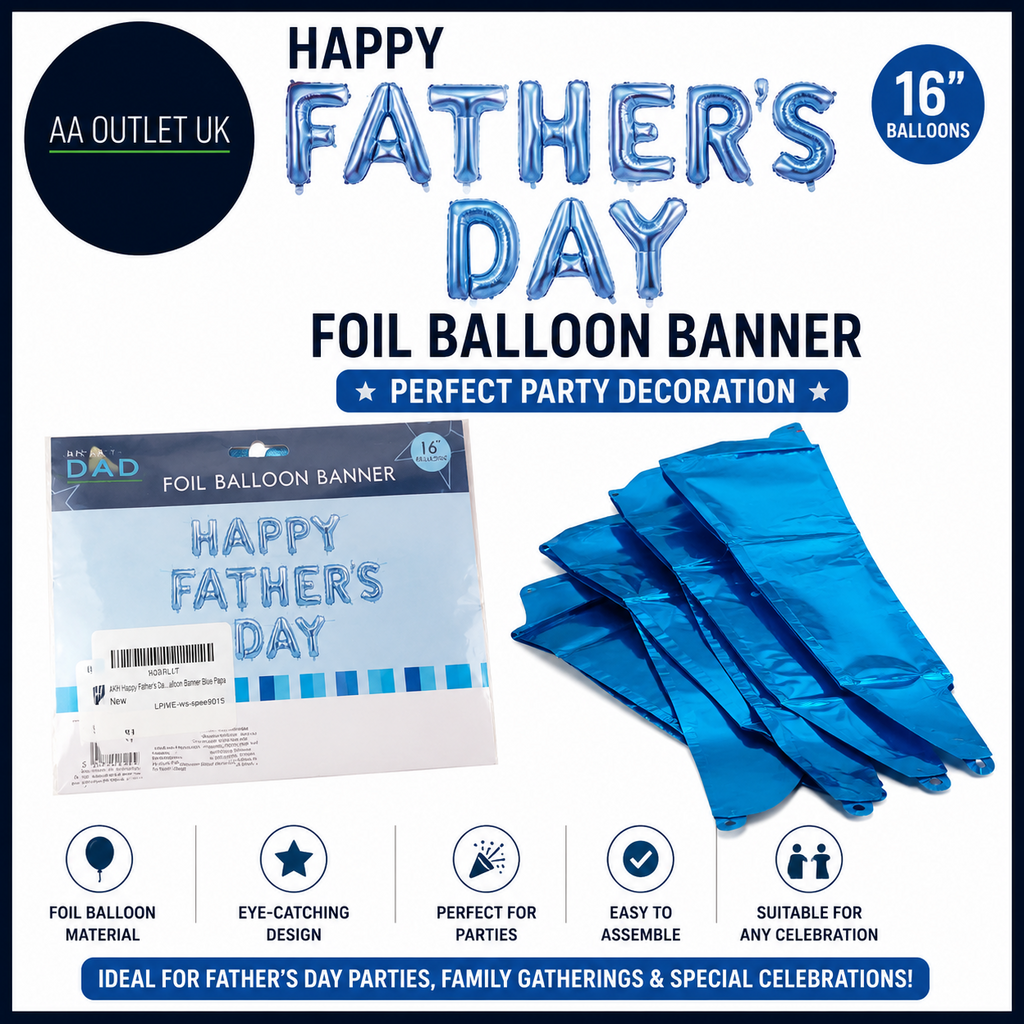 AKH Happy Father's Day Foil Banner Blue Papa Balloons Party Decoration 4 New