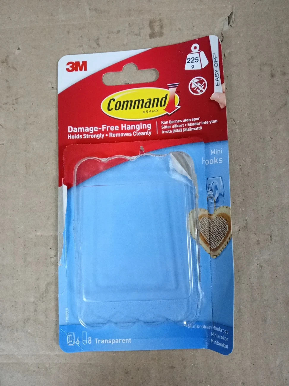Command Decorating Hooks Mini Transparent Multi 4 Pieces Adhesive Damage Free