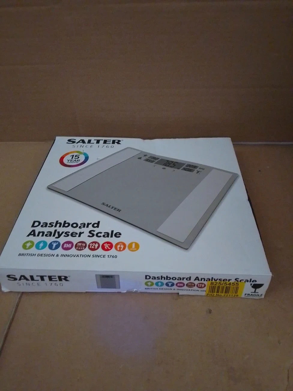 Salter Glass Digital Bathroom Scales Silver Grey LCD Weight Quality Design New