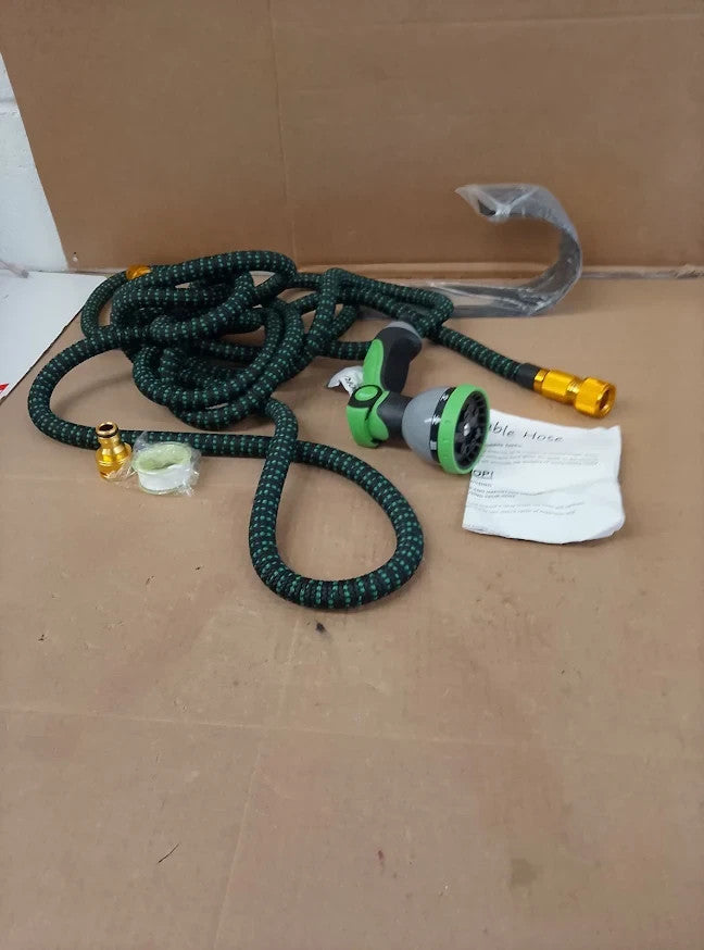50FT Expandable Garden Hose Pipe Flexible No Kink Spray Nozzle Set Green Design