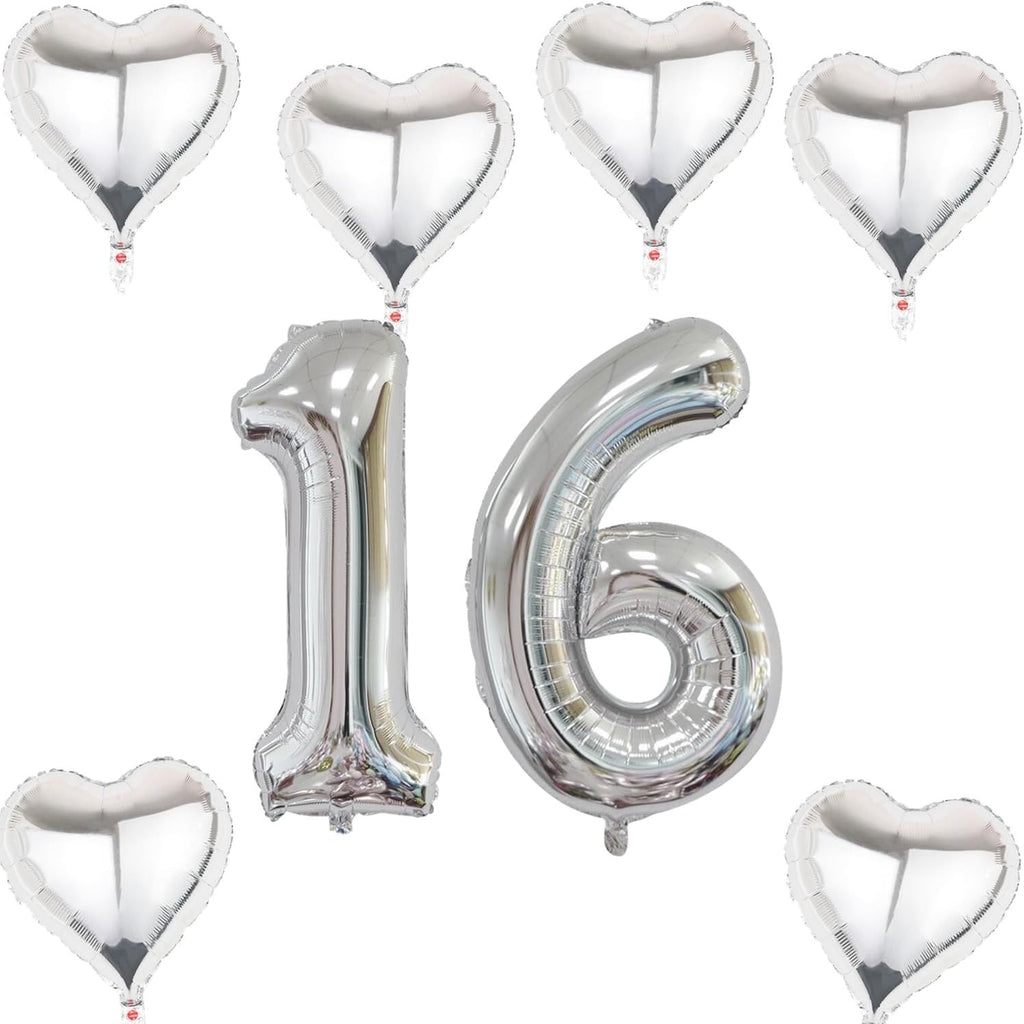 Haosell Party Foil Balloon Number 16 Silver Helium Birthday Aluminium New
