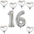 Haosell Party Foil Balloon Number 16 Silver Helium Birthday Aluminium New