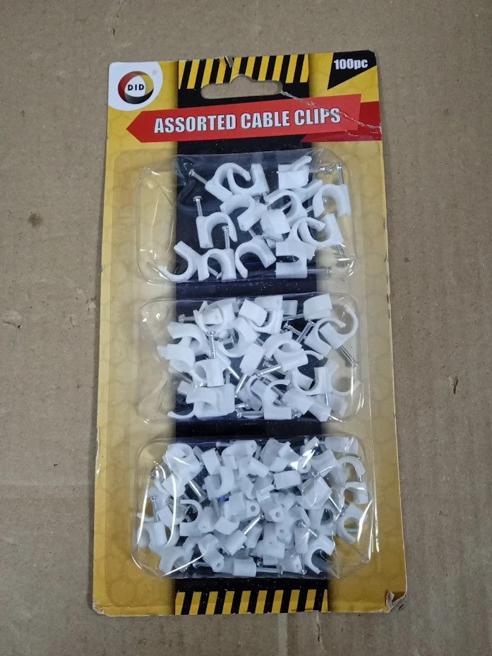 Muaj Cable Management  Assorted Round Cable Wire Clips PE White Heavy Duty New