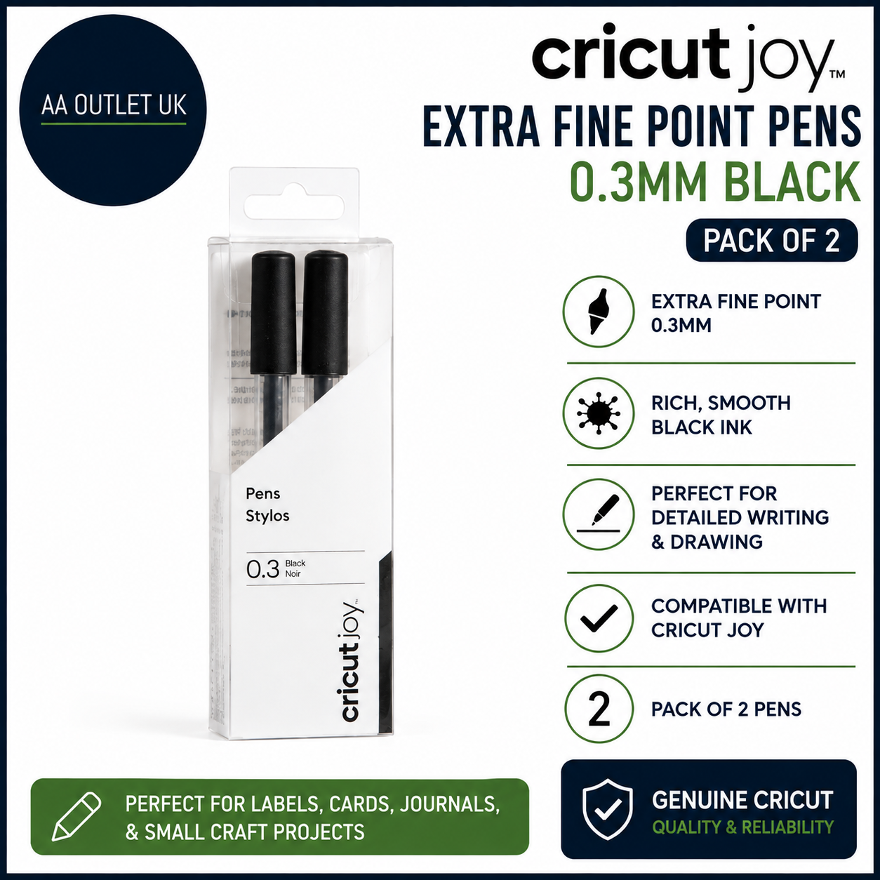 Cricut Joy Extra Fine Point 0.3mm Ballpoint Pen Black Pack Of 2