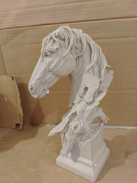 Pigpigfly Sculptures Animal Horse Head Decorative Broken Ears 34x18x17cm