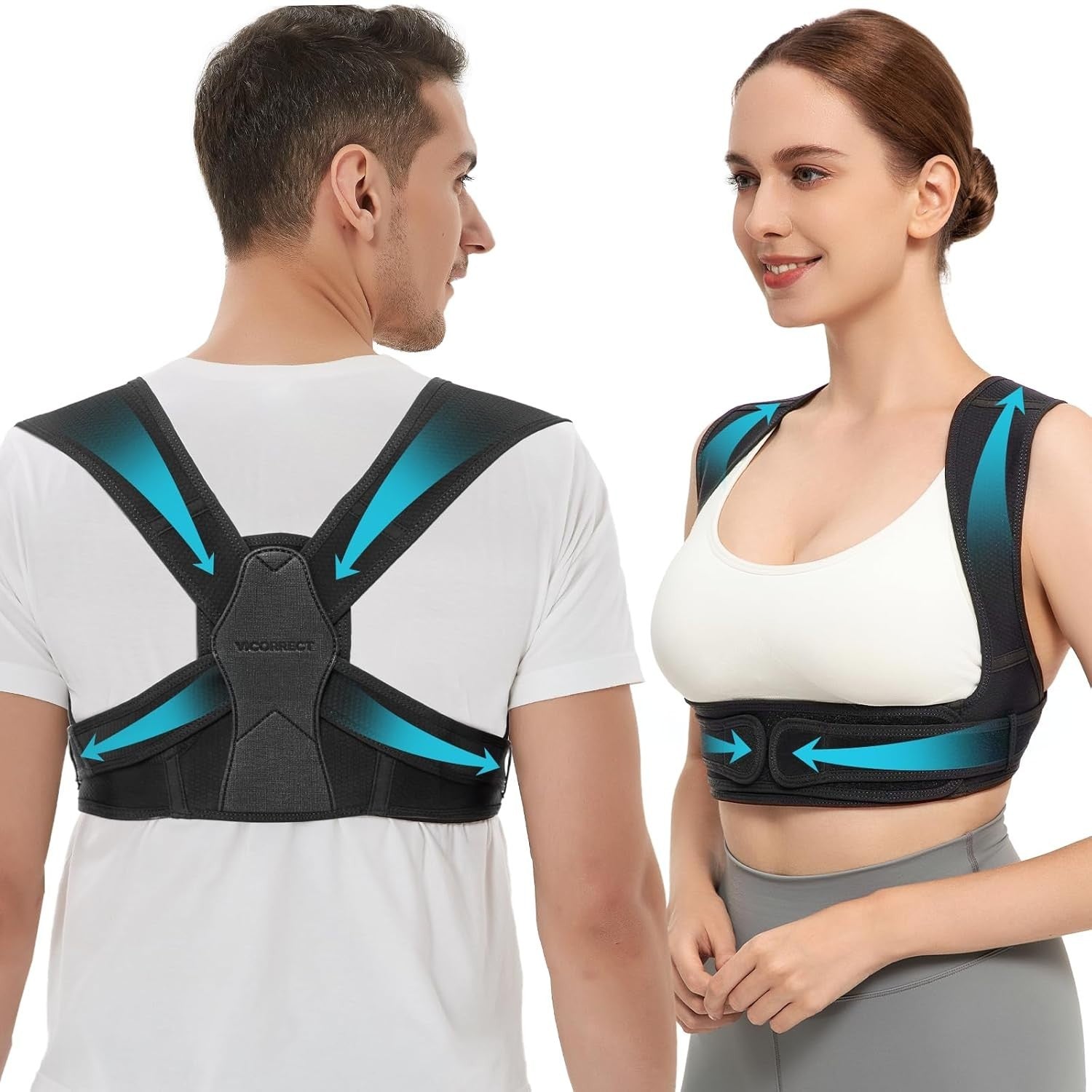 Vicorrect Posture Corrector Back Brace Support Shoulders Medium Black New