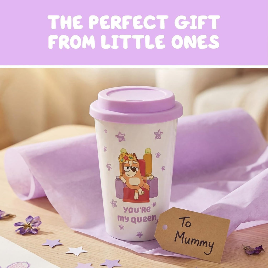 Bluey Mum Travel Mug Youre My Queen Mothers Day Gift Set Silicone Lid New