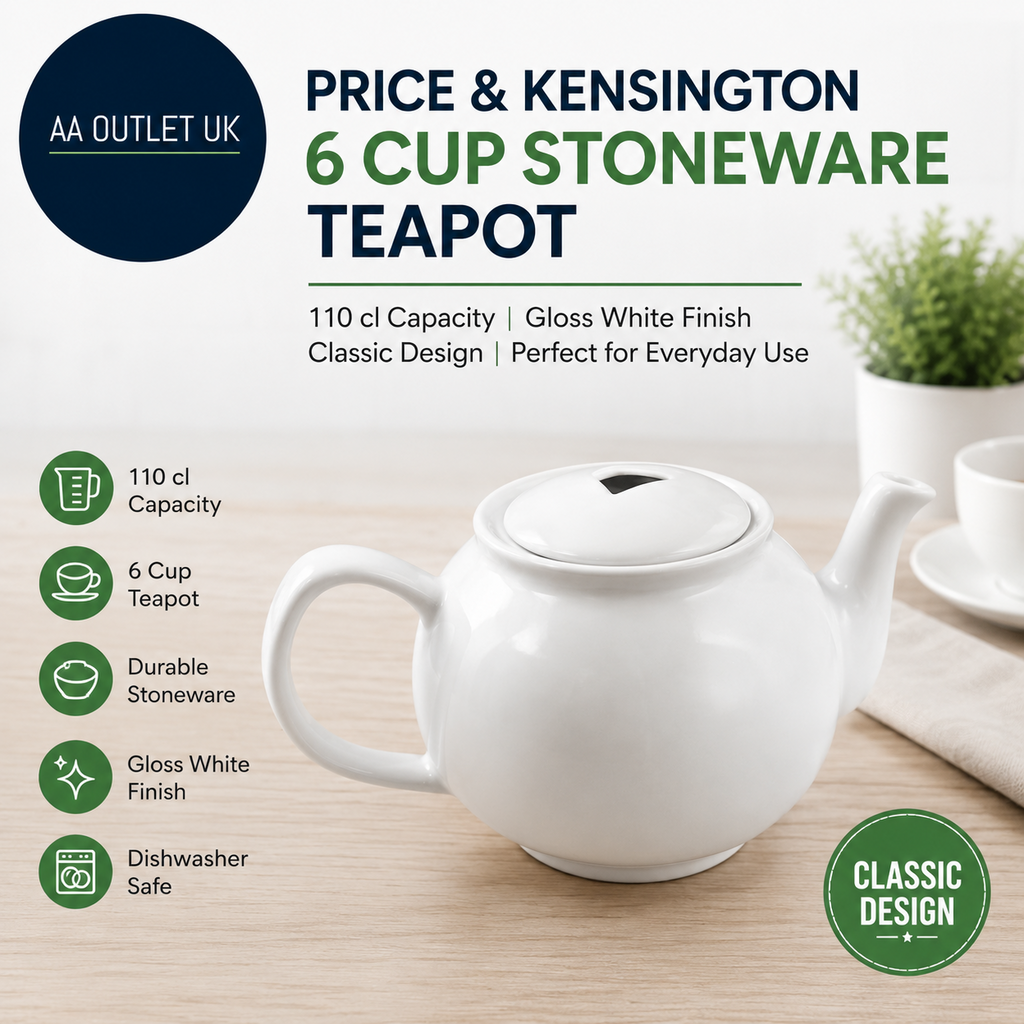 Price Kensington 110 cl 6 Cup Stoneware Teapot Gloss White