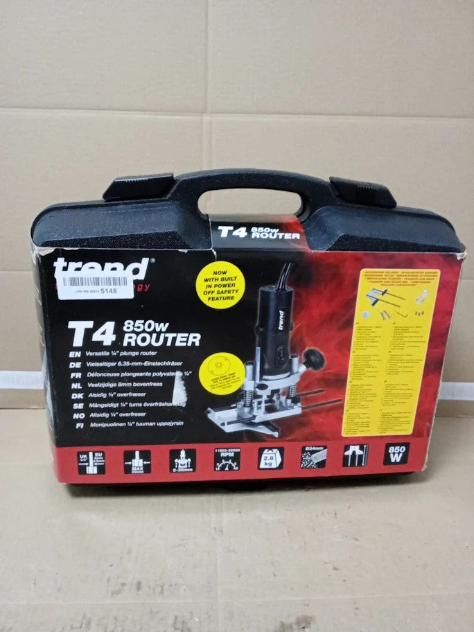 Trend T4 1/4in  Variable Speed Workshop Router Kitbox Perfect Hinge Cutting New