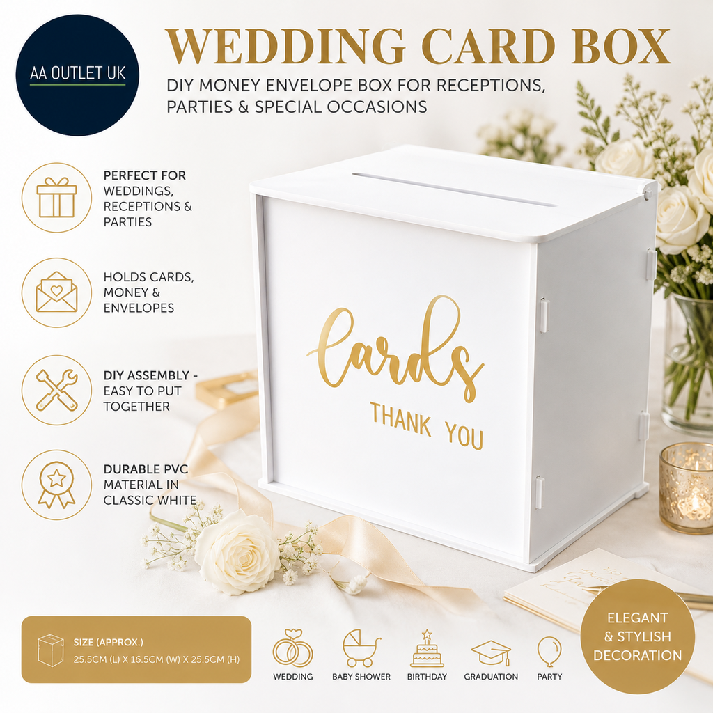 Gudelak Wedding Card Box PVC Gift Box White DIY Money Envelope Decorations