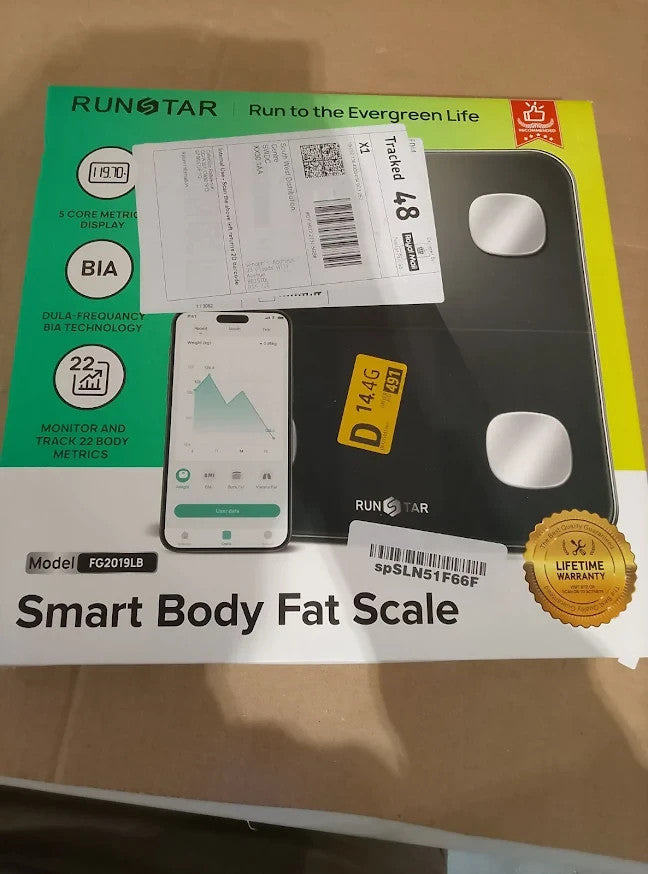 RunStar Digital Body Weight Fat Scale BMI Heart Rate 400lb Black Bathroom New