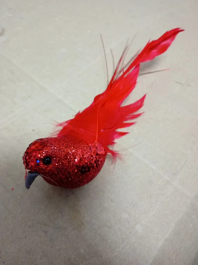 Vidillo Christmas Bird Ornaments Red Tree Decoration Clip On Simulation New