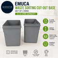 Emuca Waste Sorting Cut Out Base 2pc Bins 216mm 6L Capacity Grey