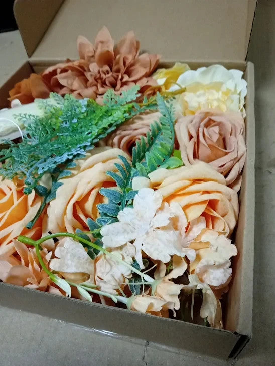 Haswitda Artificial Silk Bouquet Box Faux Flower Head Fake Table Decoration New