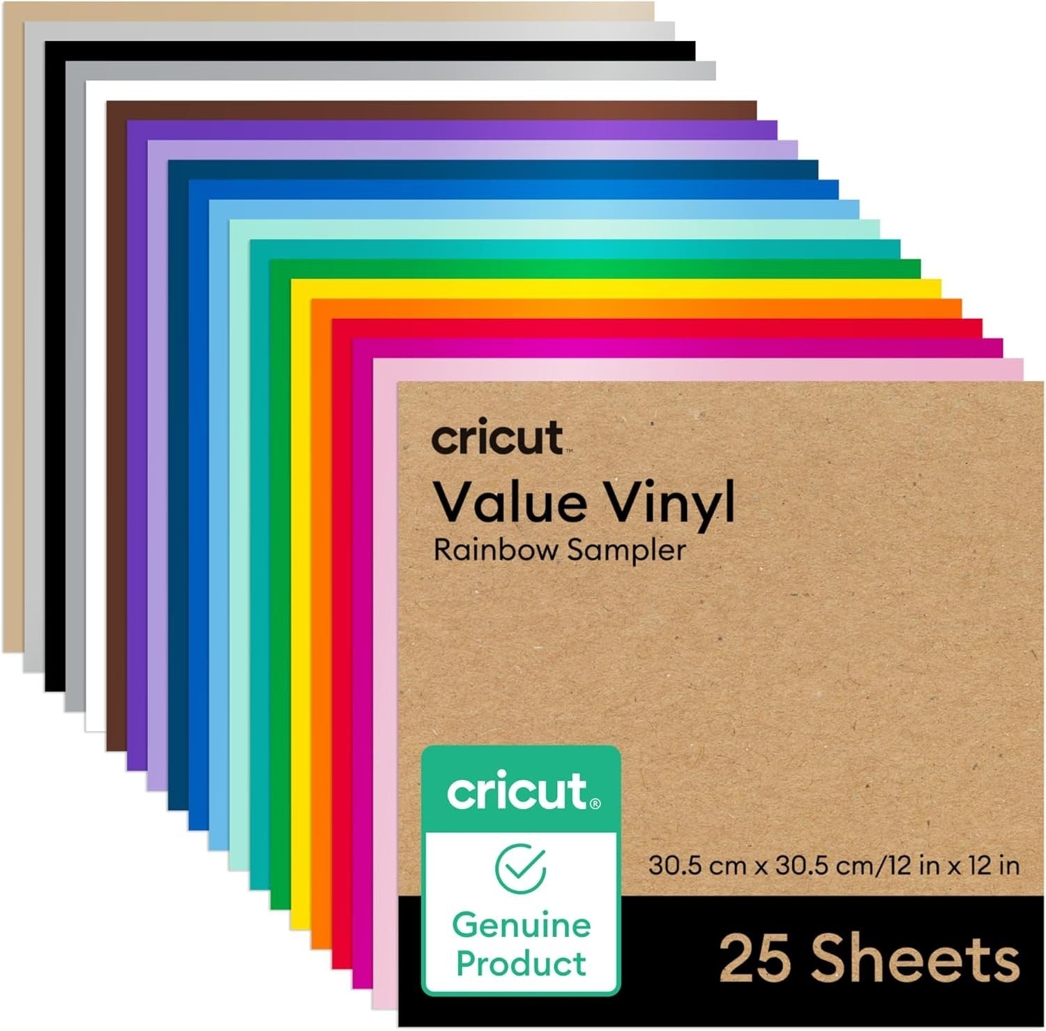 Cricut Permanent Vinyl Pack Of 25 30.5x30.5cm Adhesive Vinyl Sheets New